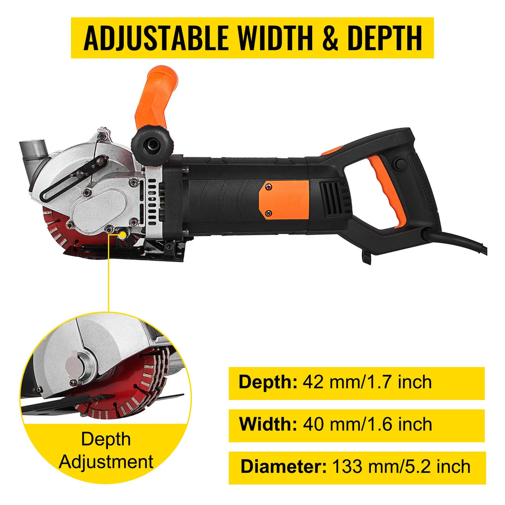 SucceBuy 115mm 133mm Electric Wall Chaser Seamless Groove Cutting Machine Max Load 4KW 4.8KW Steel Concrete Circular Saw Slotter