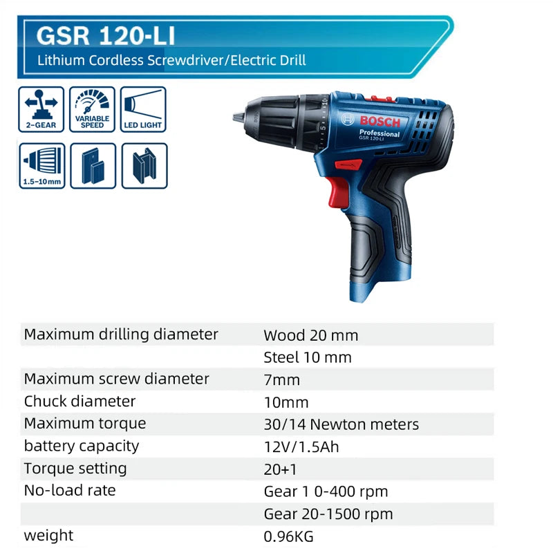 Bosch GSR 120-LI Akumuliatorinis Gręžtuvas